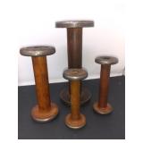 Four Antique Wooden Textile Spools
