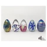 Egg Paperweights Lot Of Five