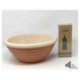 Terra Cotta Bowl And Porcelain Olive Oil Server