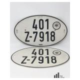Pair Of Vintage German License Plates
