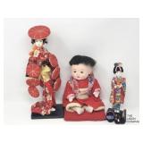 Three Assorted Japanese Dolls