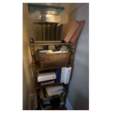 Wooden Shelf and Office Supplies