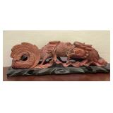 Chinese Carved Wooden Water Dragon with Stand