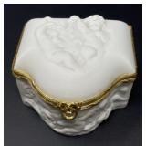 Limoges France J. L. Coquet Bisque Trinket Box