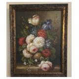 Framed Floral Oil Painting