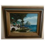 Signed. Mediterranean Landscape. Oil on Canvas