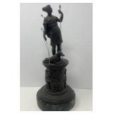 Diana of Versailles Metal Statue on Stone Base