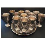 Silver Plate Goblets with Tray