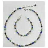 Sterling Multi Stone Jordanian Necklace & Bracelet