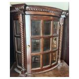 Indonesian Carved Wood Curio Cabinet