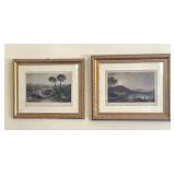 "The Bay of Bale" & " Lake Avernus" Lithographs