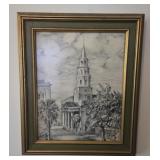Framed Charleston Etching Signed