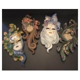 Wall Plaster Faces with Mask