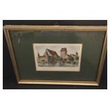 Framed Signed European Scene Watercolor