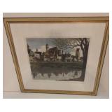 Framed Signed European Scene Watercolor