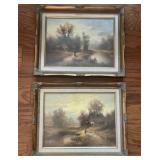 Ornate Framed Cottage Landscape Wall Art