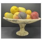 Marble Fruit Bowl with Ceramic Fruit