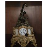 French Rococo Bronze Ornate Gilt Mantel Clock