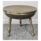 Vintage Moroccan Etched Brass Foot Warmer Stool