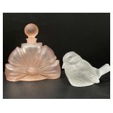 Frosted Glass Robin and Perfume Decanter