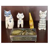 Cat Figurines and Trinket Box