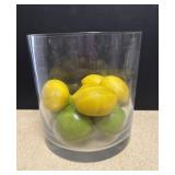 Glass Centerpiece Bowl and Faux Fruit