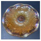 Carnival Glass Bowl with Ruffled Edge