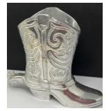 Pewter Handmade Cowboy Boot Vase