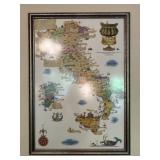 Framed Pictorial Wine Map of Italy