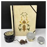 Paper Weights, Cast Iron Mouse and Trinket Box