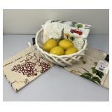 Ceramic Braided Basket with Tea Towels
