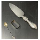 Sterling Silver Salt Spoon, Napkin Ring & Server