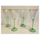 Rick Strini Hand Blown Art Glass Wine Goblets
