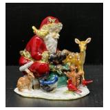 Santa with Animals Enamel Trinket Box