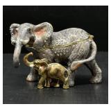 Mother Elephant with Calf Enamel Trinket Box