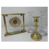 Quartz Desk Clock and Candle Sticks
