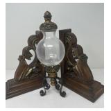 Wooden Bookends and Ornate Candle Holder