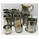 English Pewter Tankards, Jefferson Cups, S.P.