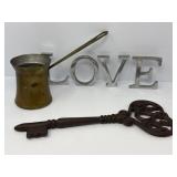 Cast Iron Key, Brass Scoop, Love Letters