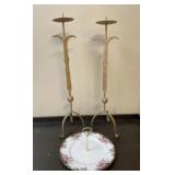 Metal Candleholders and Serving Tray