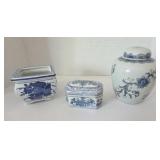 Assortment of Blue/White Ginger Jar, Pot, Dish