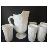 Milk Glass Pitcher and Glasses