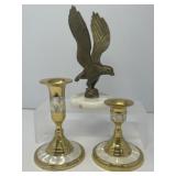 Vintage Brass Eagle and Candle Holders
