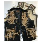 Menï¿½s Suede & Leather Beaded Fringed Vests