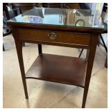Vintage Side Table with Protective Glass Topper