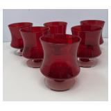Ruby Red with Clear Glass Bottom Glasses