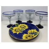 Sunflower Plates and Margarita Glasses