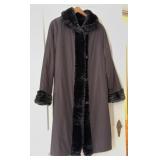 Ladies Reversible Faux Fur Trench Coat