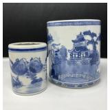 Blue and White Chinoiserie Brush Pots