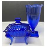 Cobalt Blue Trinket Box with Vase